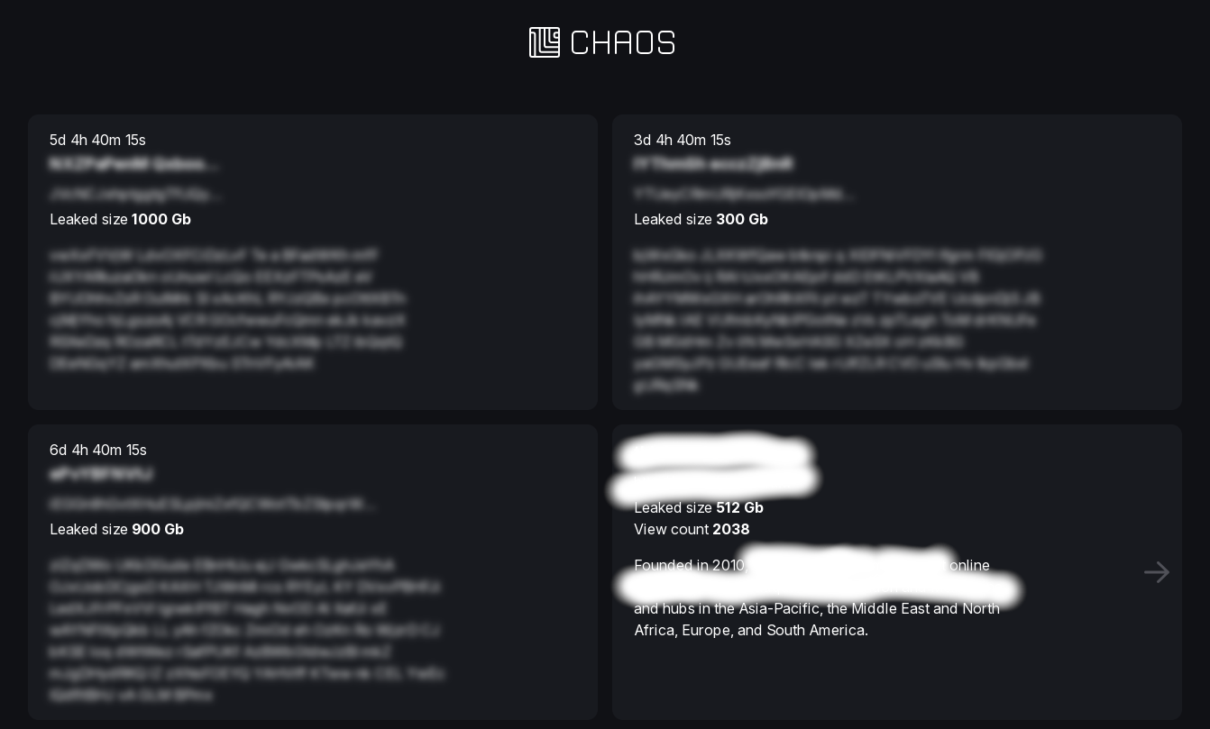 Chaos ransomware leak site (example)